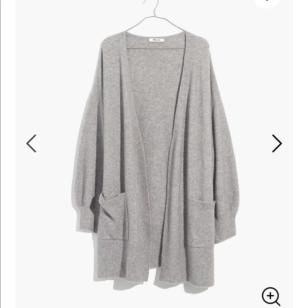 Madewell Bubble-Sleeve Cardigan Sweater- Grey